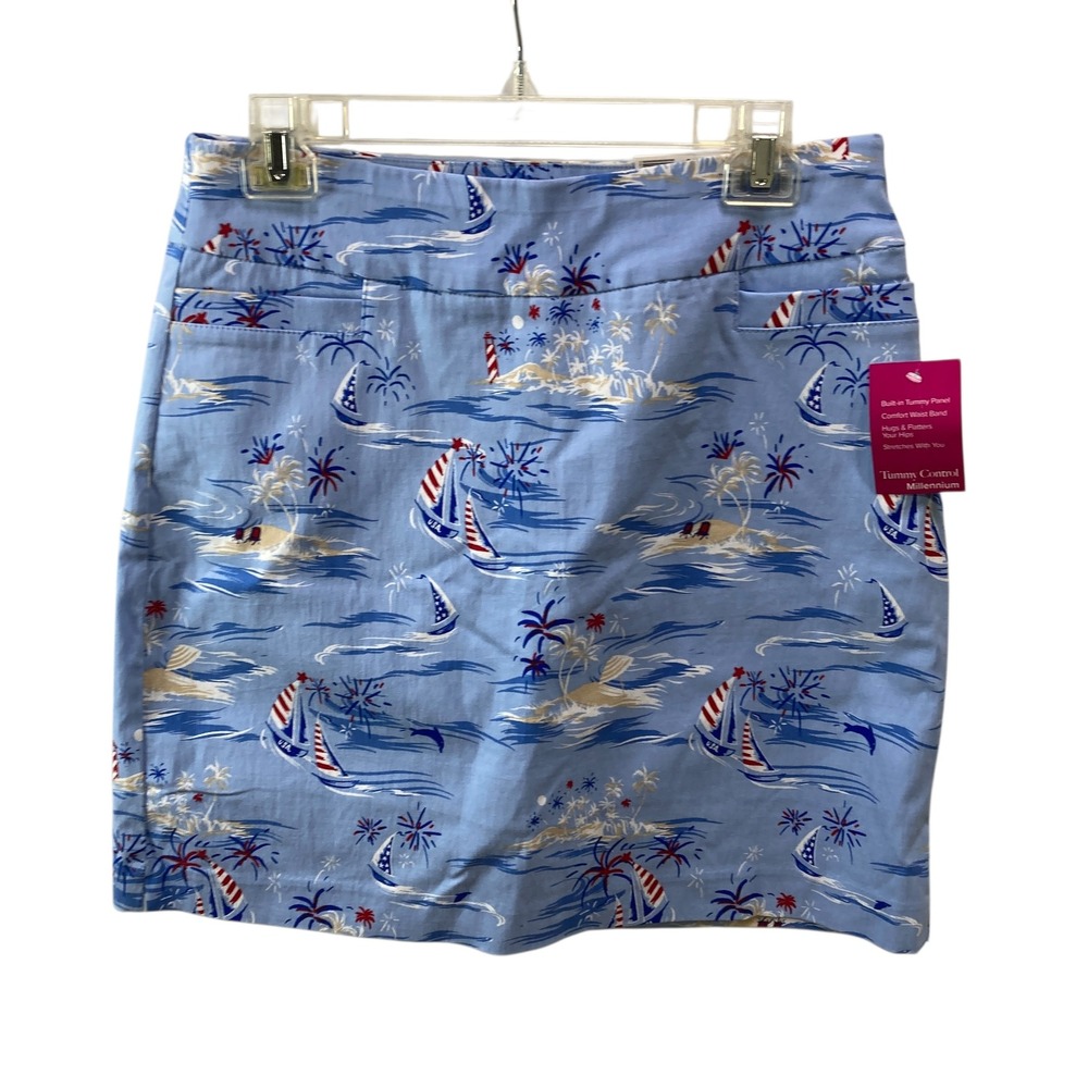 Women's Light Blue Nautical Print Skirt